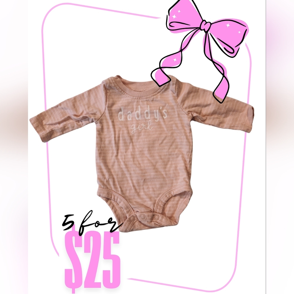 Pink Striped Long Sleeve Baby Onesie
